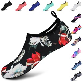 VIFUUR Water Sports Unisex Shoes Black Flower - 7.5-8.5 W US / 6-7 M US (38-39)