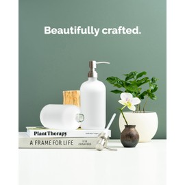 Vine Creations White Glass Soap Dispenser, 2 Pack Kitchen Soap Dispenser Set with Stainless Steel Pump, 16 oz Hand Soap Dispenser Bathroom, Dish Soap Dispenser for Kitchen with Waterproof Labels