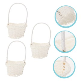 3pcs Decorative Flower Storage Baskets Pastoral Style Woven Rattan Holders for Fresh Dried Flowers Multi-functional Home Decor for Living Room