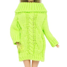 BJDBUS Winter Turtleneck Sweater Clothes for 11.5 inch Girl Doll Accessories (Fluorescent Green)