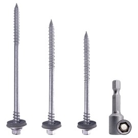 SKIR'CO (Pack of 20) Self Tapping 6.4 x 210mm Grey Coated Screws with EPDM Washers for Sandwich Panels, Hex Head