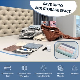 Nellivia 35 Pack Vacuum Storage Bags with Electric Pump, Compression Space Saver for Comforters, Bedding, Blanket Storage, Vacuum Seal Bags for Clothing, Luggage and Closet Organizer