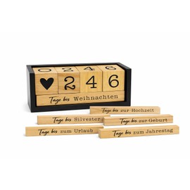 Topshop24you Countdown Cube Desk Calendar - Day Counter for Birthday, Christmas & Holiday - Paulownia Wood Black