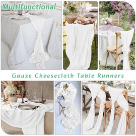 8Pack White Cheesecloth Table Runner 10FT Gauze Cheese Cloth Table Runner 35x120Inch Long Boho Spring Easter Table Runners Rustic Sheer Table Runners for Wedding Baby Shower Bridal Shower Decor