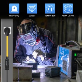 NEMA 6-50P to L6-30R Welder Cord Adapter, ZDHQLHJ 50 Amp 6-50P Male Plug to 30 Amp L6-30R Locking Connector Female Receptacle, Welder Dryer Generator EV Charger Power Cord Adapter