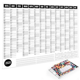 IHCEMIH 2025 Wall planner, Full Year Wall Calendar 2025 B2 Max Daily Planners Large Yearly Family Organiser with Mount Dots and Stickers for Home Office Work School Academic UK (52.5*74.2 cm) - Black
