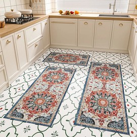 New Kitchen Rug Sets w/ Runner Non Slip Kitchen Rugs and Mats Washable Mat 3PCS