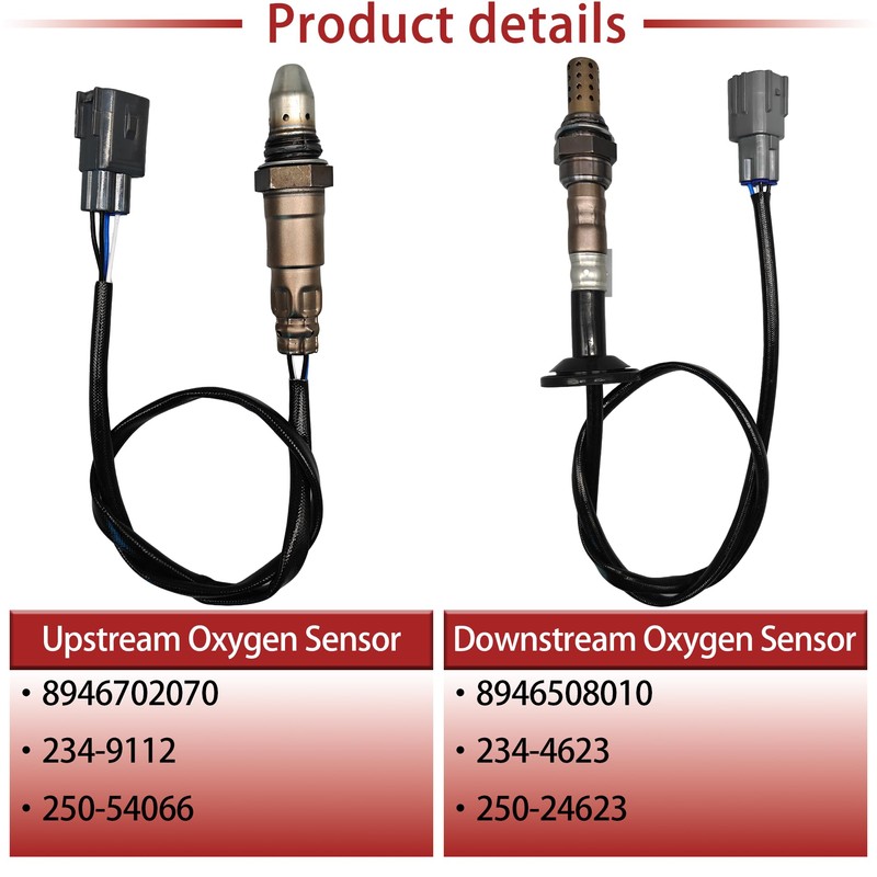 2 Pcs Oxygen Sensor Set (Upstream & Downstream) - Compatible
