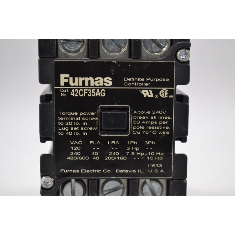 FURNAS 42CF35AG DEFINITE AC 190-220/208-240V-AC 15HP 50A AMP CONTACTOR B323653