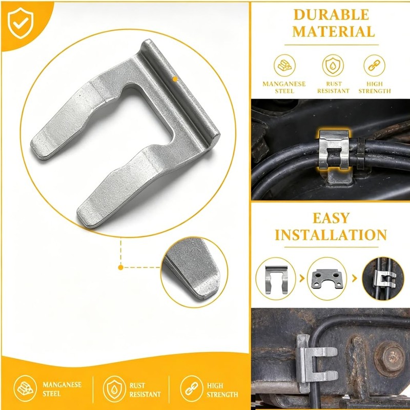 10Pcs Car Brake Hose Clips Brake Line Retainer Clips (Silver)
