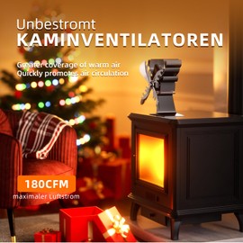 XINYIQI Stove Fan, Quiet Fireplace Fan for Stove Pipe/Wood Stove/Fireplace (Christmas Edition)