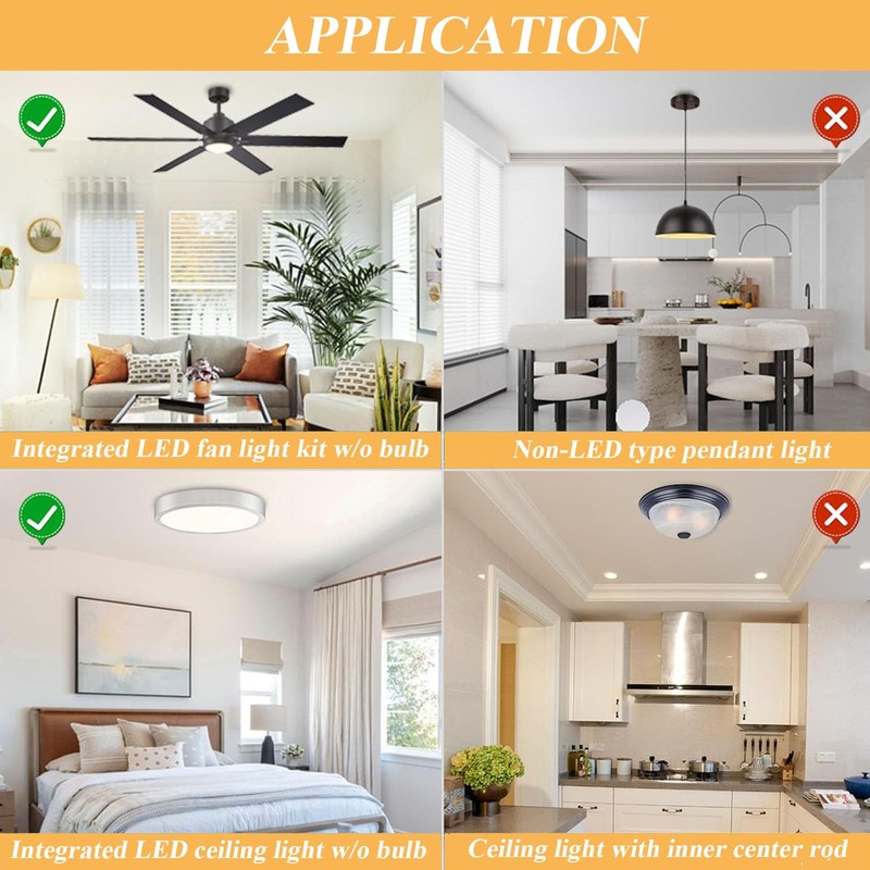 SHENGQINGTOP 5.12'' LED Ceiling Fan Light Retrofit Kit 24W 2200LM