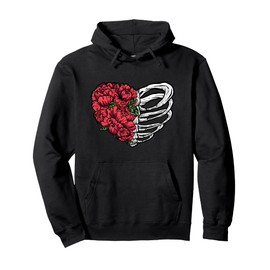 Red Roses Bones Aesthetic Soft Grunge Punk Goth Style Gothic Pullover Hoodie