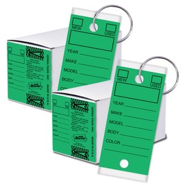 Versa-Tags 500 Key Tags, Self Protecting Poly, 1.25''x3'', Highly Resistant to Abrasion, 500 Key Tag Pack, 500 Chrome Plated Key Tag Rings Included Color Green