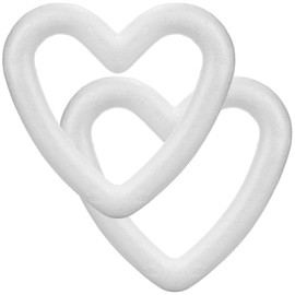 com-four® 2 x Styrofoam Heart for Crafts, Craft Set Made of Styrofoam in Heart Shape, Decorative Material for Arrangements and Crafts (2 Pieces, Heart Open)
