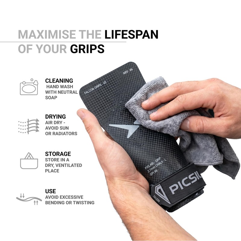 PICSIL Falcon Grips, Carbon Fibre, For Chalk Use - Moonless,