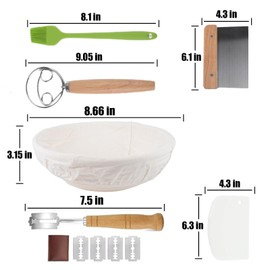 Tefrine Sourdough Bread Banneton Proofing Baskets Set, 11 PCS Sourdough Starter Kit with Proofing Basket and Baking Tools - Professional Sourdough Bread Baking Supplies