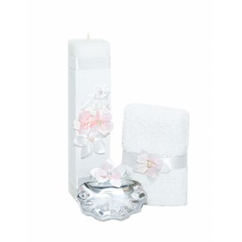 Casa Gala Kit de Bautizo blanco, Vela, Concha, toalla, Niña. Color Blanco.