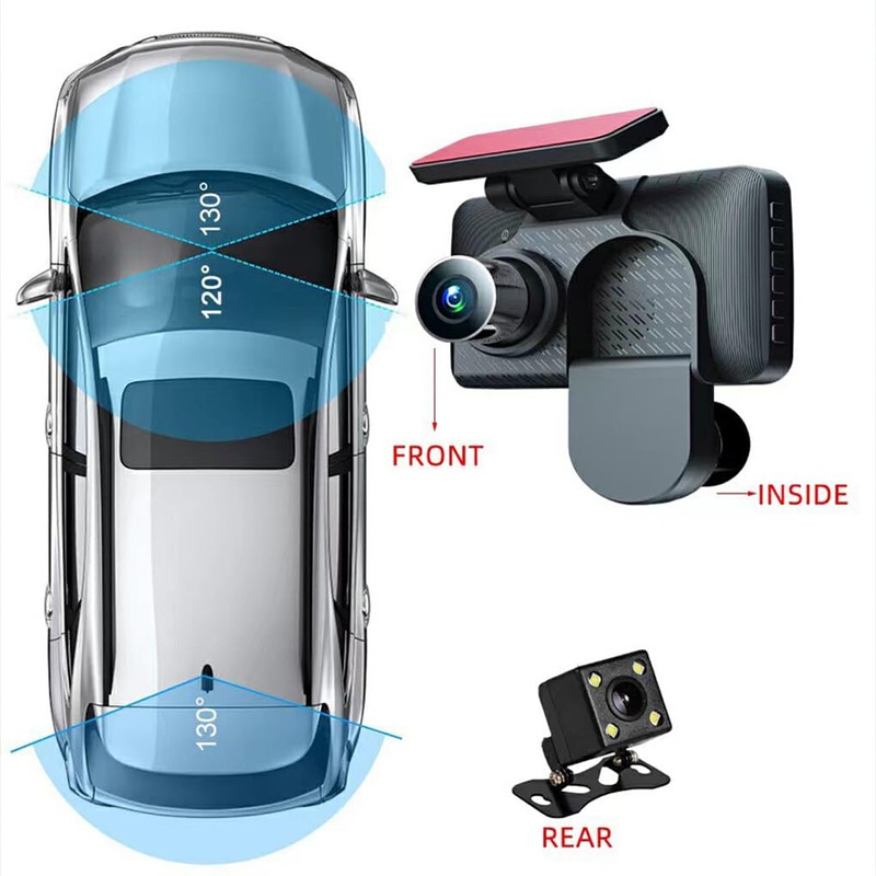AIXXCUVQ Car 3Lens DVR 3-Channel Dash Cam Front and Rear