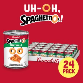 SpaghettiOs Canned Pasta with Meatballs, Healthy Snack for Kids and Adults, 15.6 OZ Can (Pack of 24)