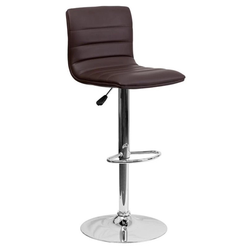 Pemberly Row 25" to 33" Striped Bar Stool in Brown
