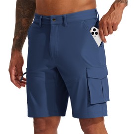 Willit - Pantalones cortos tipo cargo para hombre, de secado rápido, elásticos, casuales, de verano, con bolsillos, 9 pulgadas