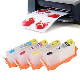 Cartuchos de Reemplazo de Tinta de la Impresora de Tinta 4pcs Salida de Tinta Suave Chip Permanente Buena Atracción para Fotos Documentos de Prueba de Prueba con Material de PP (670)