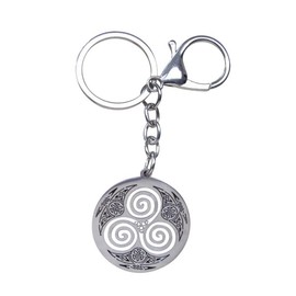 Key Ring Bag Jewellery Medallion Symbol Triskel Stainless Steel Silver 9 x 3.5 cm, silver