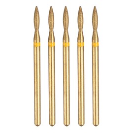 sourcing map 5pcs 325-400 Grits Diamond Grinding Bit 2.2mm Oval Head 2.35mm Shank 8.5mm Length Titanium Plated Stone Sanding Drill Bits Rotary Tool for Nails Grinding Polishing