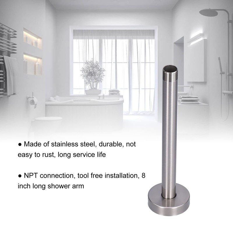 Ceiling Mounted Shower Arm, NPT 20 mm 8 Inch Stainless