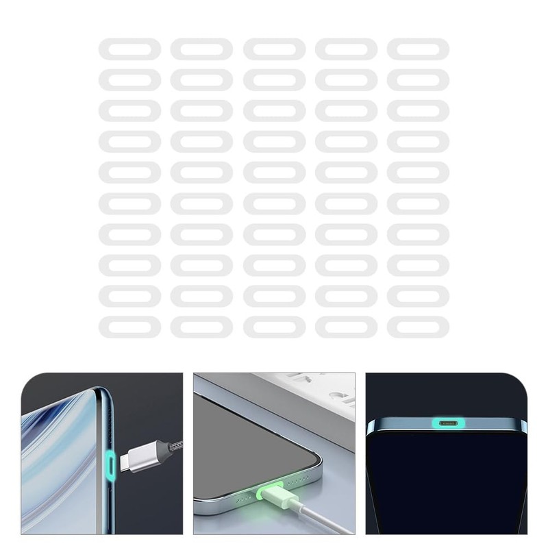 NUOLUX 50pcs Luminous Charging Port Protective Film Fluorescent Luminous High