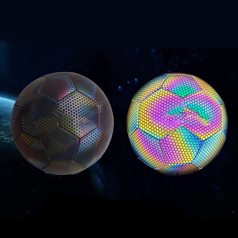 Reflective Football PU Glowing Sports Soccer Ball with Pump for