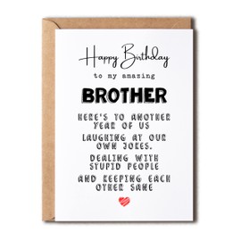 KrysDesigns Birthday Card - Happy Birthday To My Amazing Brother - Funny Card With Quote
