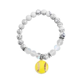 BNQL Softball Necklace for Girls Softball Gifts Jewelry Softball Lover Gifts for Softball Players Softball Charm Necklace (Softball bracelet yellow)