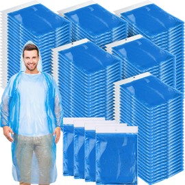 Hercicy 300 Pcs Adults Rain Ponchos Bulk with Hood Emergency Disposable Raincoat Waterproof Plastic Ponchos(Blue)