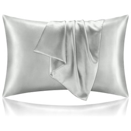 Satisure Silk Pillowcase for Hair and Skin Neck Pillow Silk Pillowcase 2pack Gery
