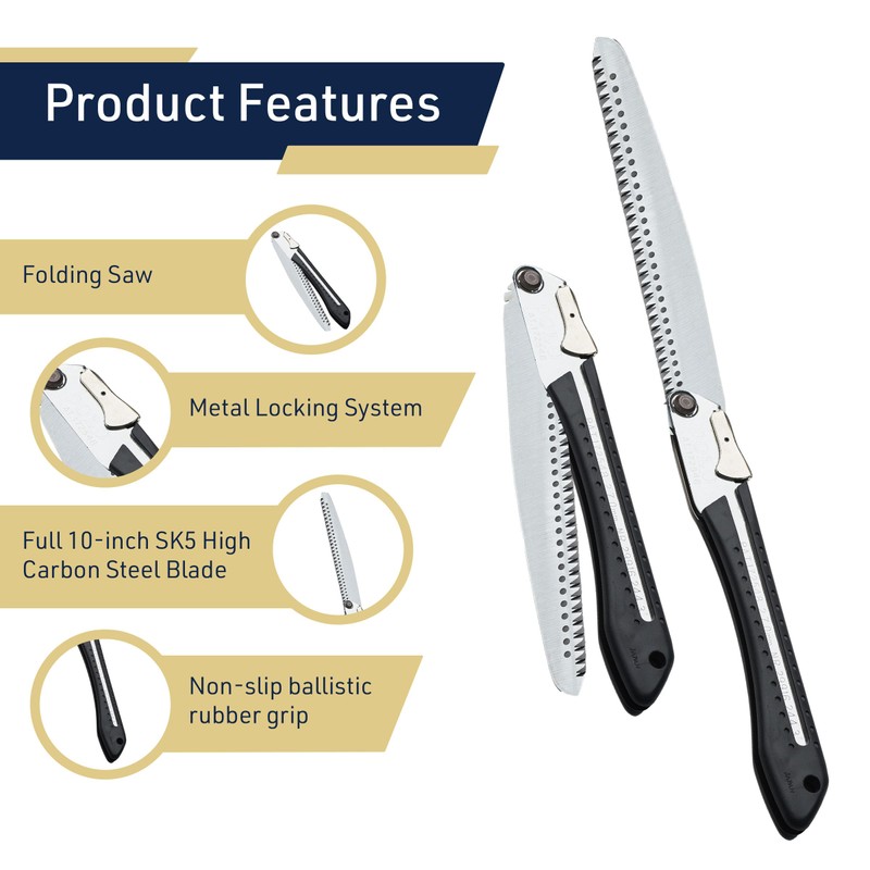 Folding Hand Saw for Wood Cutting, Camping, or Landscaping -