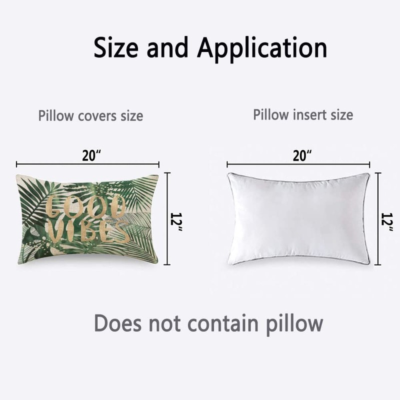 TKS MITLAN Good Vibes Gold Word Pillow Covers 12x20 Inch