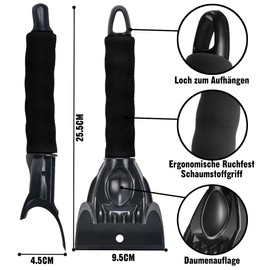 nedit Eiskratzer Auto - 1 Stück - Scharfe Klinge - Schnell und Sicher öhne Kratzer- Robustes Material - Eiskratzer 2 in 1 - Gute QUALITÄT (Schwartz)