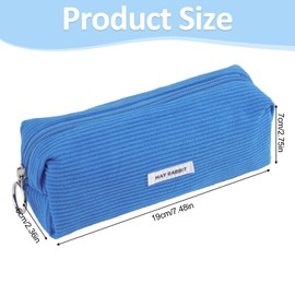 Pencil Case, Corduroy Cute Pencil Case, Pencilcase, Pen Pouch, Portable Stationery Pencil Bag, Makeup Bag, School Pencil Cases, Stationery Pouch for Girls Women Teenage College Exams - Sky Blue