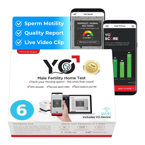 YO Home Sperm Test | at-Home Fertility Test Kit for Men | Check Motile Sperm Concentration with 97% Accuracy | Fast Results Using Your Smartphone | Includes 6 Tests | Private, Convenient, Easy to Use