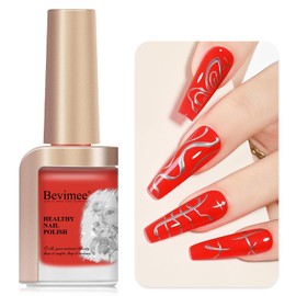 Bevimee Nail Polish, Air Quick Dry, Bright Red Color Nail Lacquer Non-Gel Fast Drying Nail Art Polish, Nail Pigment Oil-based Jelly Fingernail Concealer Polish, 1PC 12ML Long Last
