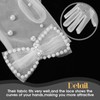 CIATBYYJ Short Bridal Gloves, White with Pearls, Satin Gloves, Tea