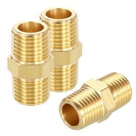 Rebower 3 Pieces Male to Male Adapter, 1/4" MNPT to 1/4" MNPT Hex Nipple Pipe Extension Fittings Suitable for Industrial, Automotive, Fluid Transfer, Home Gardening, Water Treatment