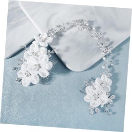 TOVINANNA Handmade Cloth Flower Bridal Hair Comb Elegant Side Headpiece Hair Accessories for Women Girls for Weddings Dinners Dances Unique Rhinestone Design for Charming Hairstyles