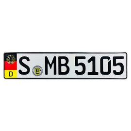 Germany Coat of Arms License Plate Flag + Eagle (Stuttgart Plate + Frame)