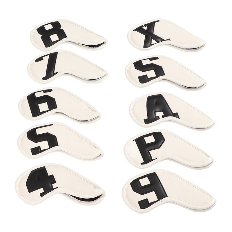 10pcs set PU Waterproof Golf Club Iron Cover Fine Sewing