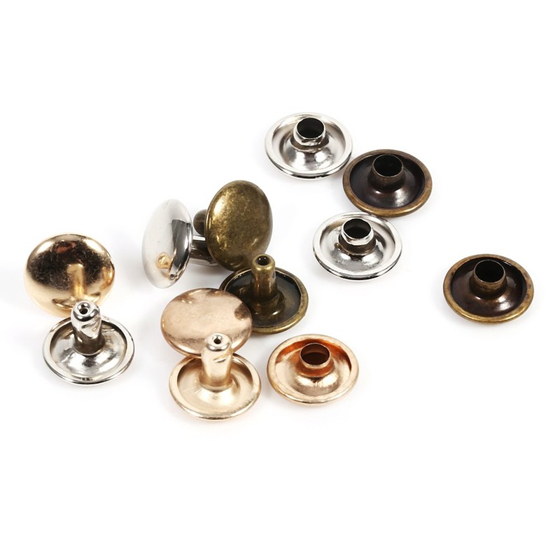 100Pcs Bulk Double Cap Rivets 8x10mm for Leather, DIY Craft,