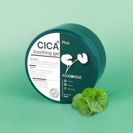 Foodaholic Cica Plus Soothing Gel 300ml / Cooling, soothing gel cream containing centella asiatica extract / 푸드어홀릭 시카 플러스 수딩젤 300ml 병풀추출물 함유 쿨링 진정 수딩겔 크림