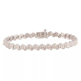 Unique Design 1.00 Carat Round Cut Diamond Sterling Silver Prong Set Bracelet By Unique Design